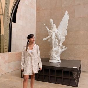 Oversized nude blazer dress